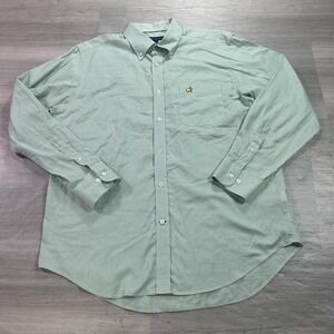 Clubhouse Collection Shirt Mens Large Green Check Golf Long Sleeve Button Up